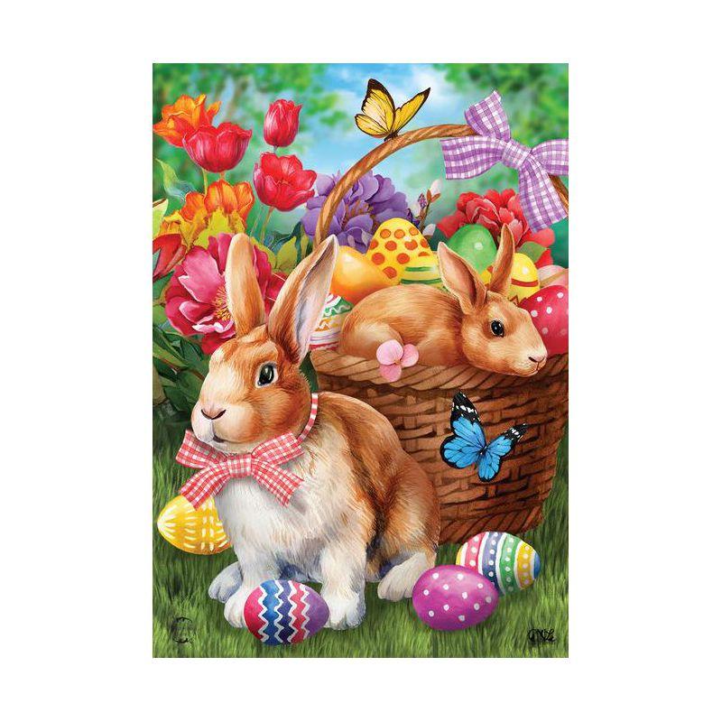 Bunnies And Basket Easter House Flag 28" x 40" Briarwood Lane