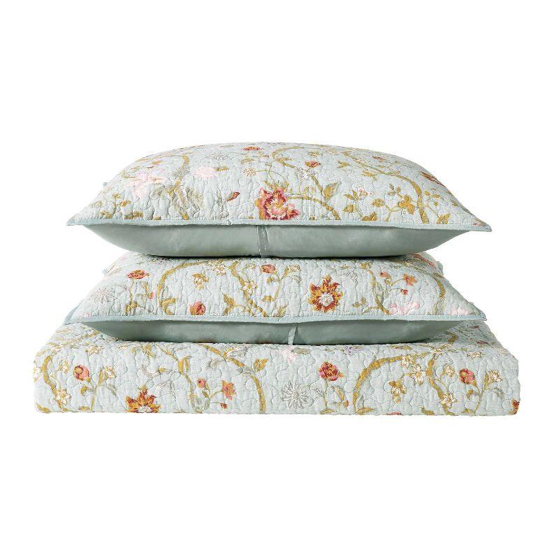 Style 212 Bedford Farmhouse / Country Cotton Blend Floral Quilt Set