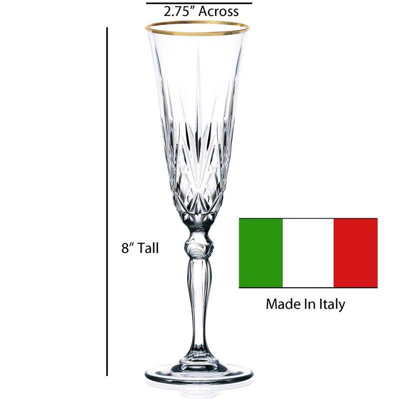 Lorren Home Trends Siena 6oz. Crystal Flute Set (Set of 4)
