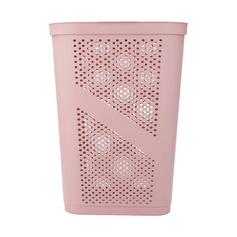 Mind Reader Perforated Plastic Hamper with Lid 60 Liter/16 Gallon, Lightweight Hamper, Pink