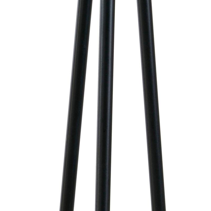 Clyde 60" Black Metal Tripod Floor Lamp with White Linen Shade