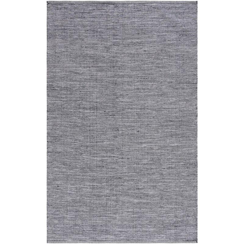 Handwoven Coastal Black Cotton 4' x 6' Flatweave Area Rug