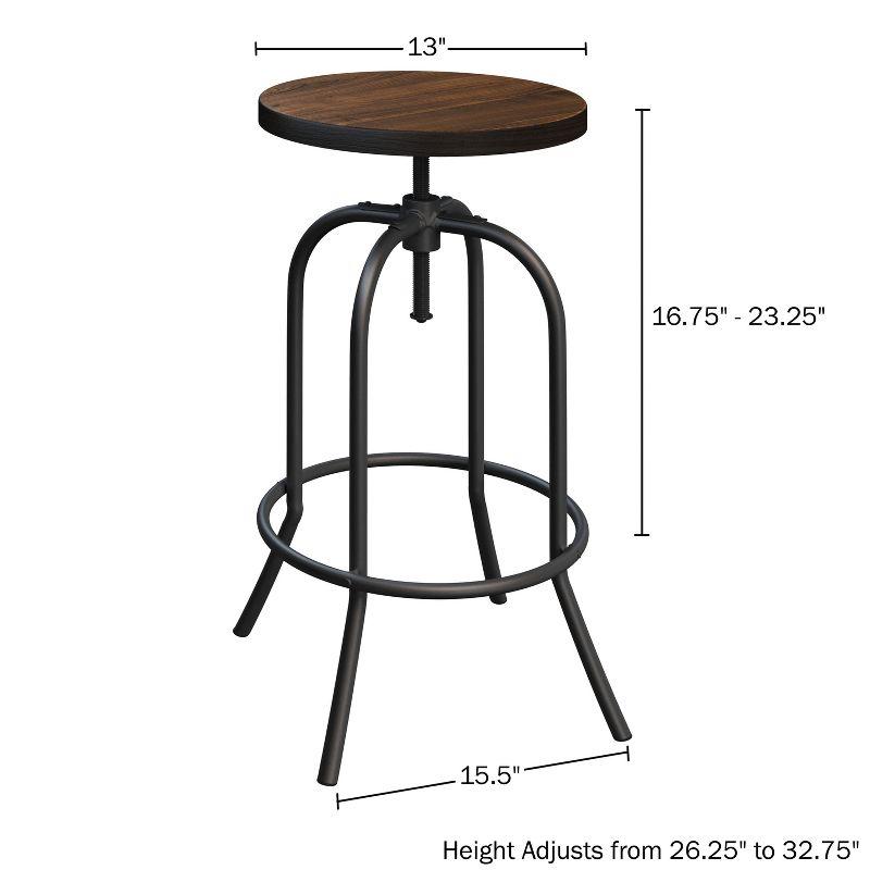 Hastings Home Adjustable Backless Swivel Bar Stool with Rounded Iron Tube Frame, Dark Walnut