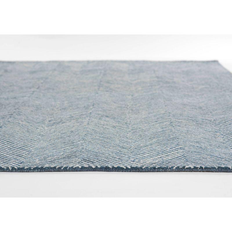 Momeni 3'6"x5'6" Charles Zig Zag Handtufted Area Rug Denim Blue: Wool, Cotton & Latex Backing, Low Pile, Indoor Use