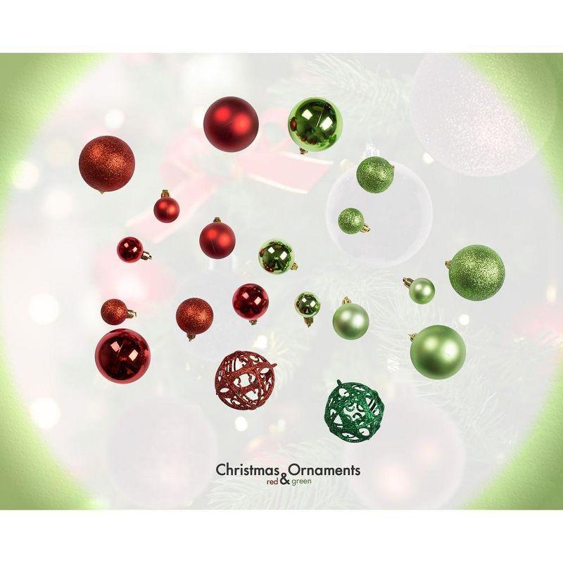 R N' Ds Shatterproof Christmas Ball Ornament - Red and Green - 100 Pack