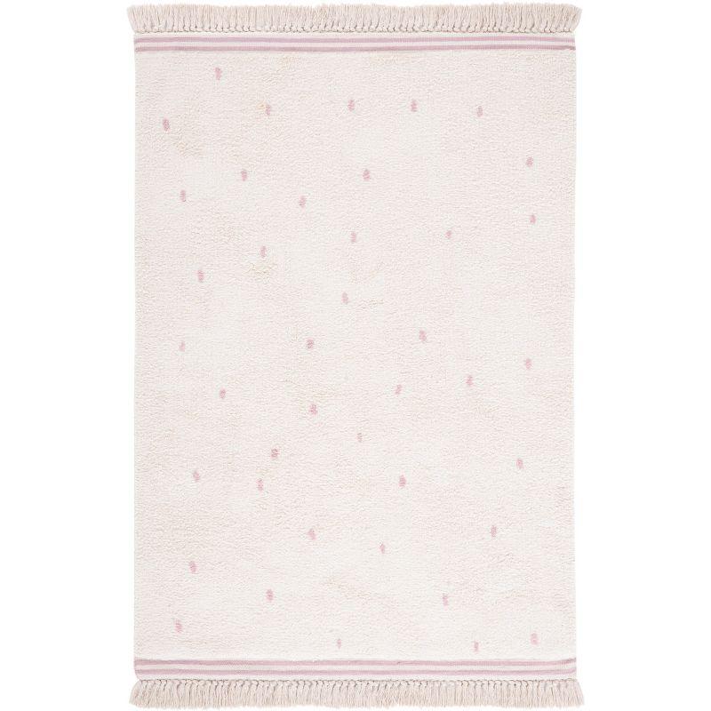 Ivory and Pink Hand-Knotted Reversible Area Rug, 3' x 5'