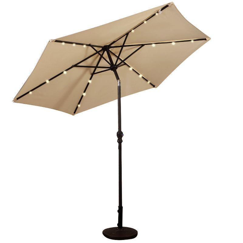 Latitude Run® 9 Feet Patio LED Solar Umbrella With Crank