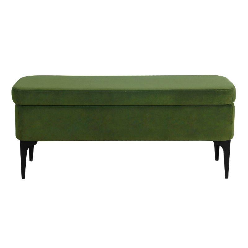 Large Modern Storage Bench Green Velvet - HomePop