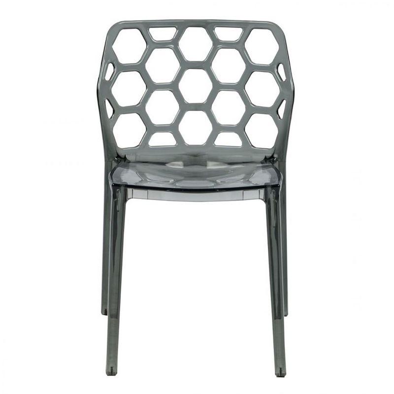 Hexagon Cut-Out Transparent Black Plastic Side Chair