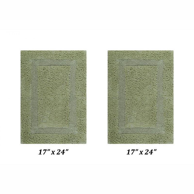 Better Trends Lux 100% Cotton Tufted Solid Reversible Bath Rug Set 2 PC (17" x 24" | 17" x 24") - Sage
