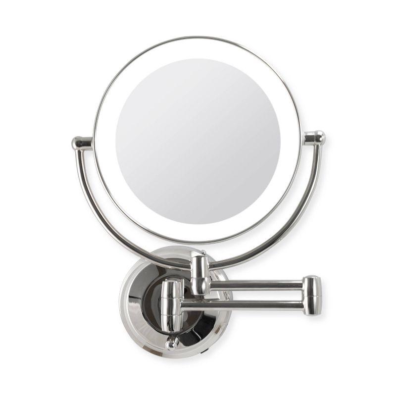 Chrome LED Wall Mounted Round Magnifying Makeup Mirror