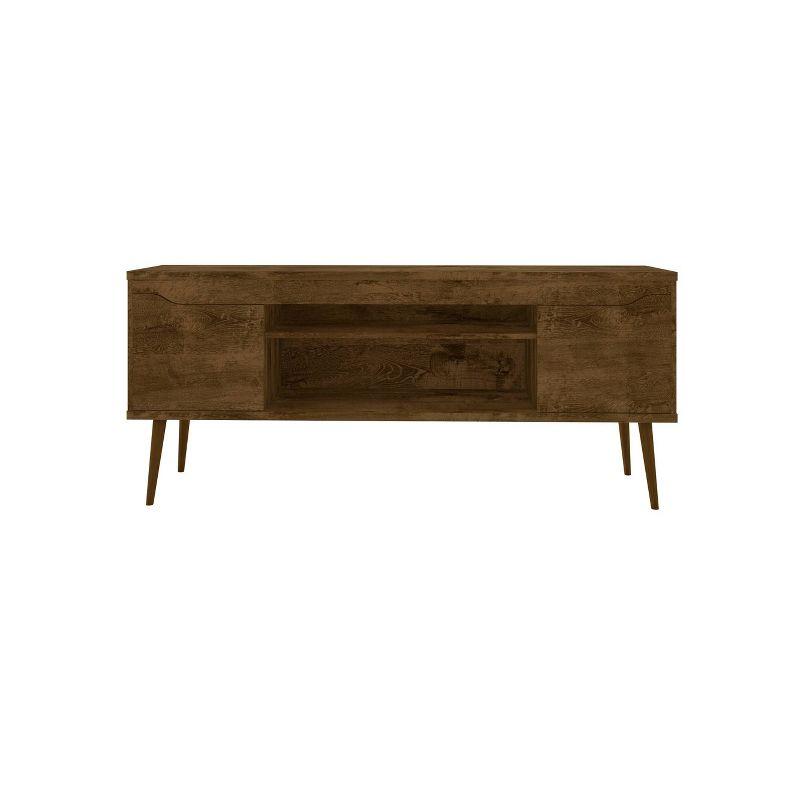 Bradley TV Stand for TVs up to 60" Rustic Brown - Manhattan Comfort: Mid-Century Modern Entertainment Center
