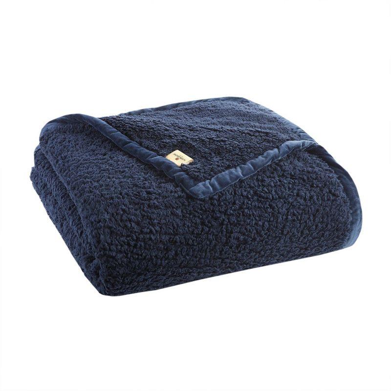 Navy King Size Reversible Fleece Bed Blanket