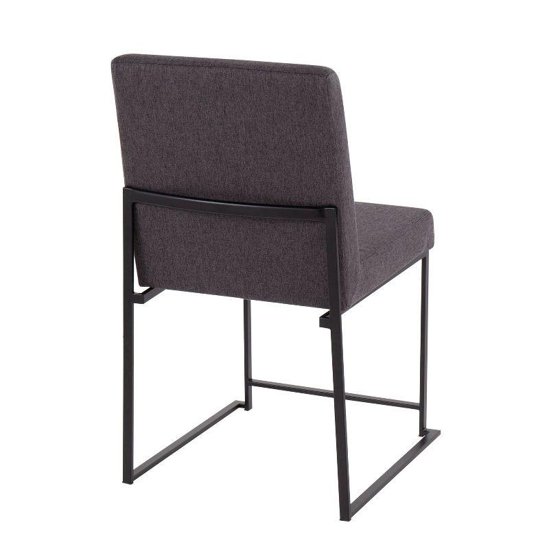 Set of 2 Highback Fuji Polyester/Steel Dining Chairs Black/Charcoal - LumiSource: Modern Kitchen & Room Seating, Foam Padded