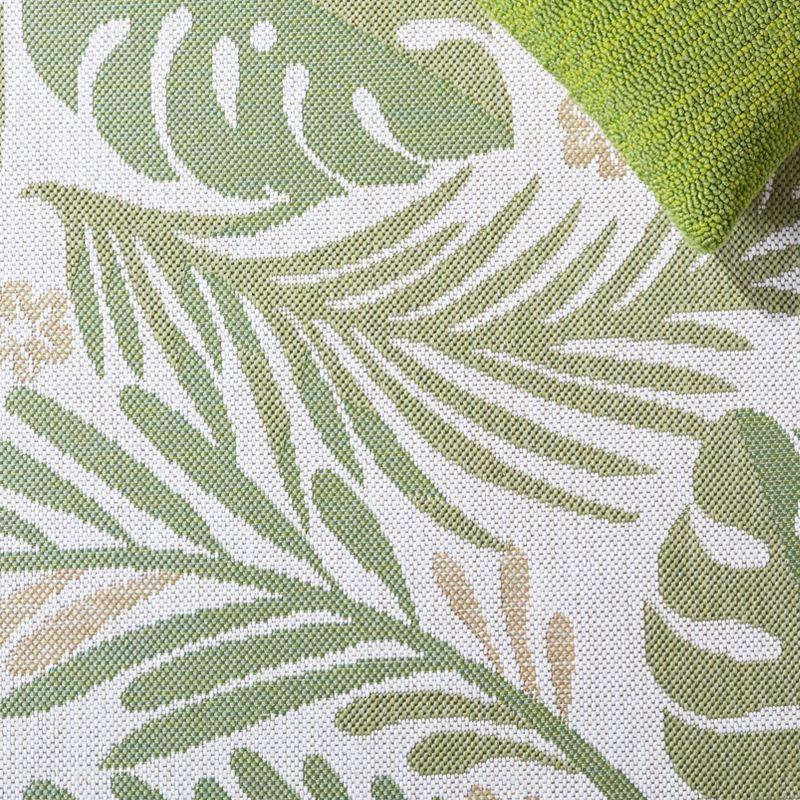 Ivory and Green Botanical Indoor/Outdoor Area Rug