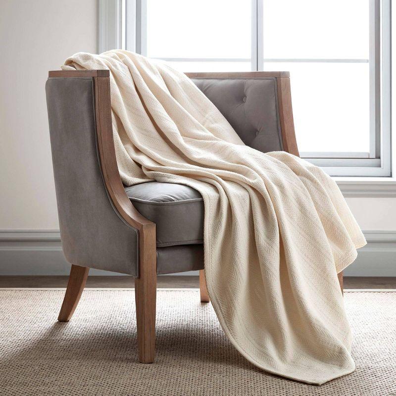 Vellux 100% Cotton Blanket - Soft, Breathable, Cozy & Lightweight Thermal Blanket  All-Season Blanket Perfect for Layering Bed, Couch & Sofa - Hotel Quality