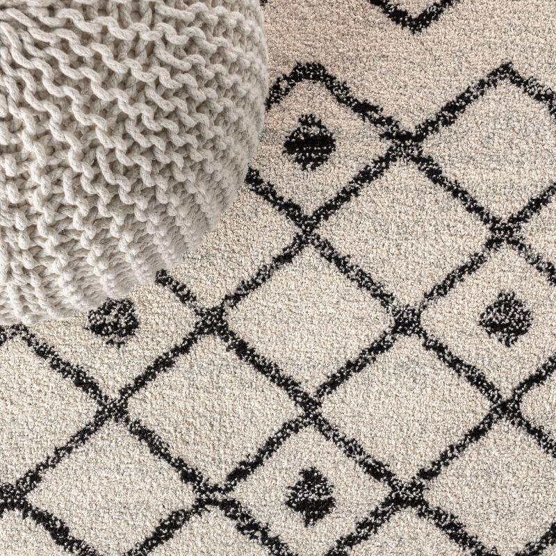 2'x8' Aksil Moroccan Beni Souk Runner Rug, Cream/Black - JONATHAN Y