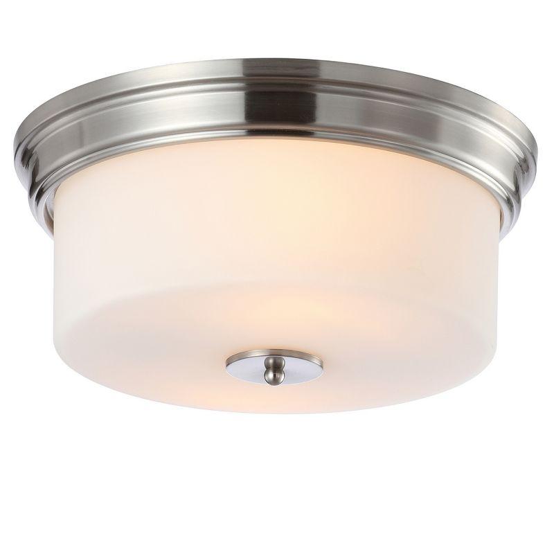 Contemporary 15'' Chrome & White Glass Flush Mount Ceiling Light