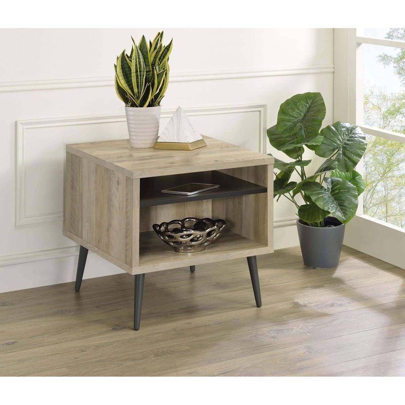 Coaster Welsh Mid Century Modern Wood End Table With Shelf Antique Pine/Gray