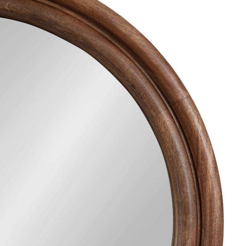 Walnut Brown Ribbed Round Mango Wood Vanity Mirror