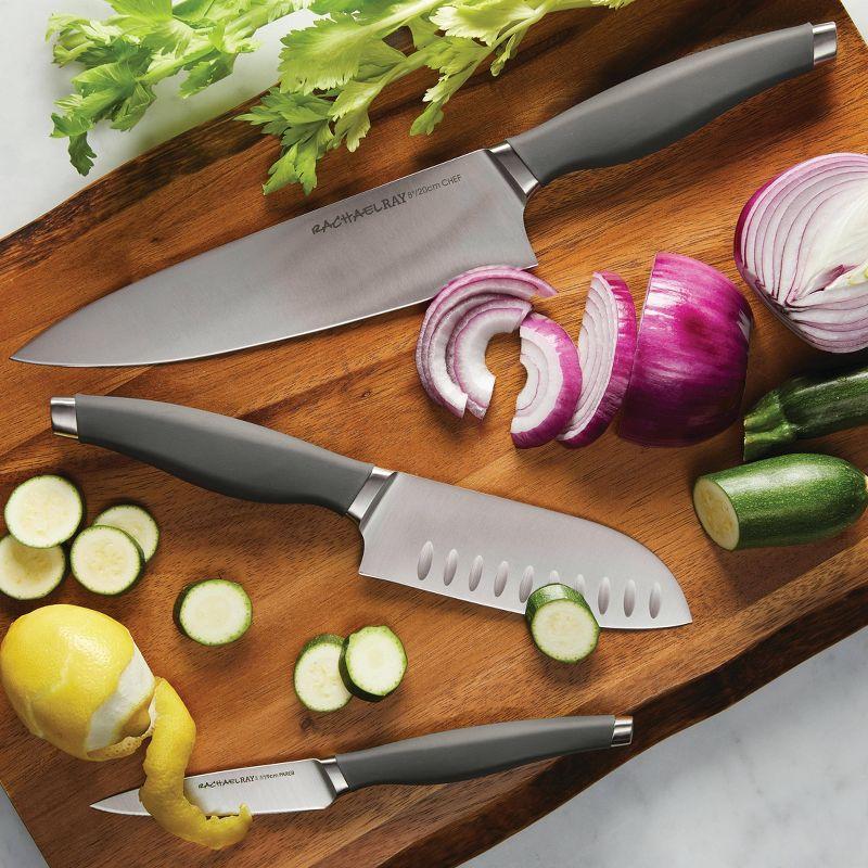 Rachael Ray 3pc Stainless Steel Chef Knife Set Gray