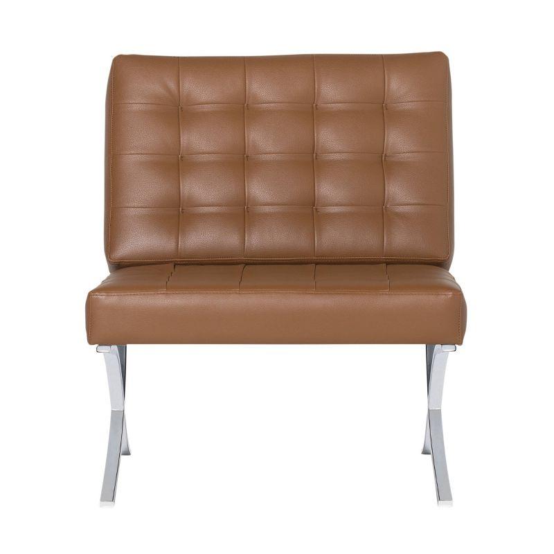 studio designs Home Atrium Bonded Leather Chair Caramel: Chrome Frame, Upholstered, Spot Clean, Adult Assembly Required