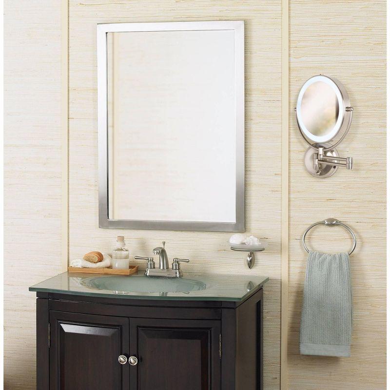 Minka Lavery Rectangular Vanity Wall Mirror Modern Beveled Glass Brushed Nickel Frame 24" Wide for Bathroom Bedroom Living Room