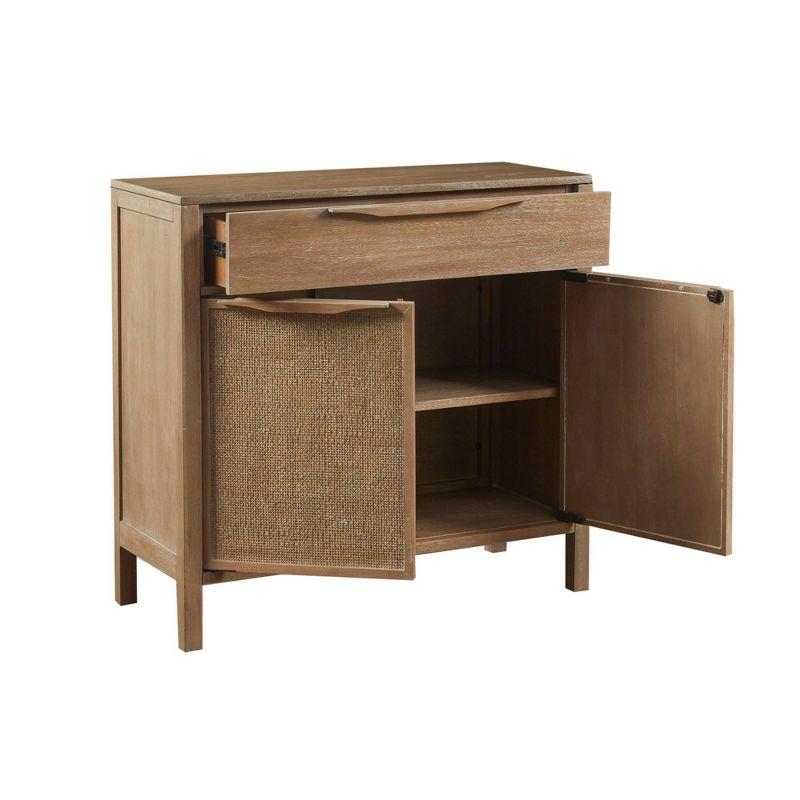 Addison Accent Chest Natural - Madison Park: Solid Wood, Cane Webbing, Storage Shelf, Locking Doors