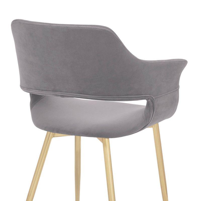 Gigi Velvet Metal Dining Room Chair Gray - Armen Living: Gold Legs, Ergonomic Back, Set of 2