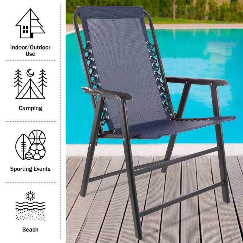 Set of 2 Folding Camping and Lawn Chair with Textilene Fabric and Bungee Suspension by Pure Garden