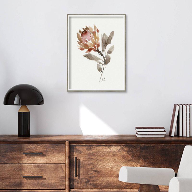 19" x 25" Wild King Protea by Sara Berrenson Wood Framed Wall Art Print - Amanti Art: Modern Botanical Lithograph, Hardwood Frame