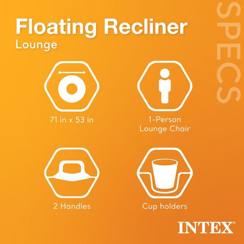Intex Inflatable Floating Pool Recliner Chair with Cup Holders Large Outdoor