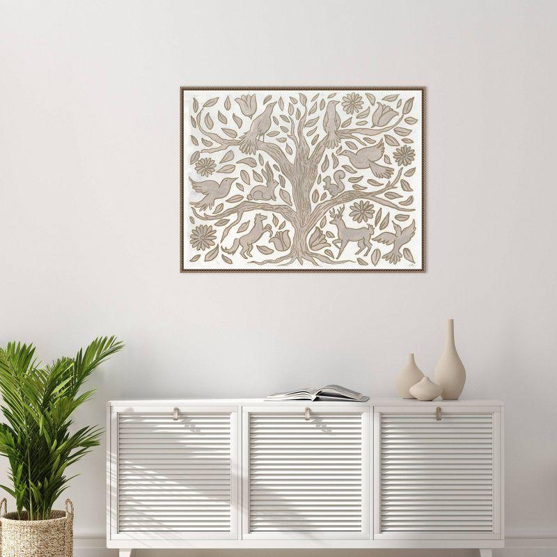Amanti Art 42"x32" Animal Tree by Elizabeth Medley Framed Canvas Wall Art Print: Modern Decor, Earth Tones, Hand-Stretched Canvas
