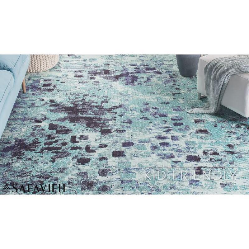 Elegant Grey/Blue Synthetic Hand-Knotted Runner Rug - 2'2" x 16'