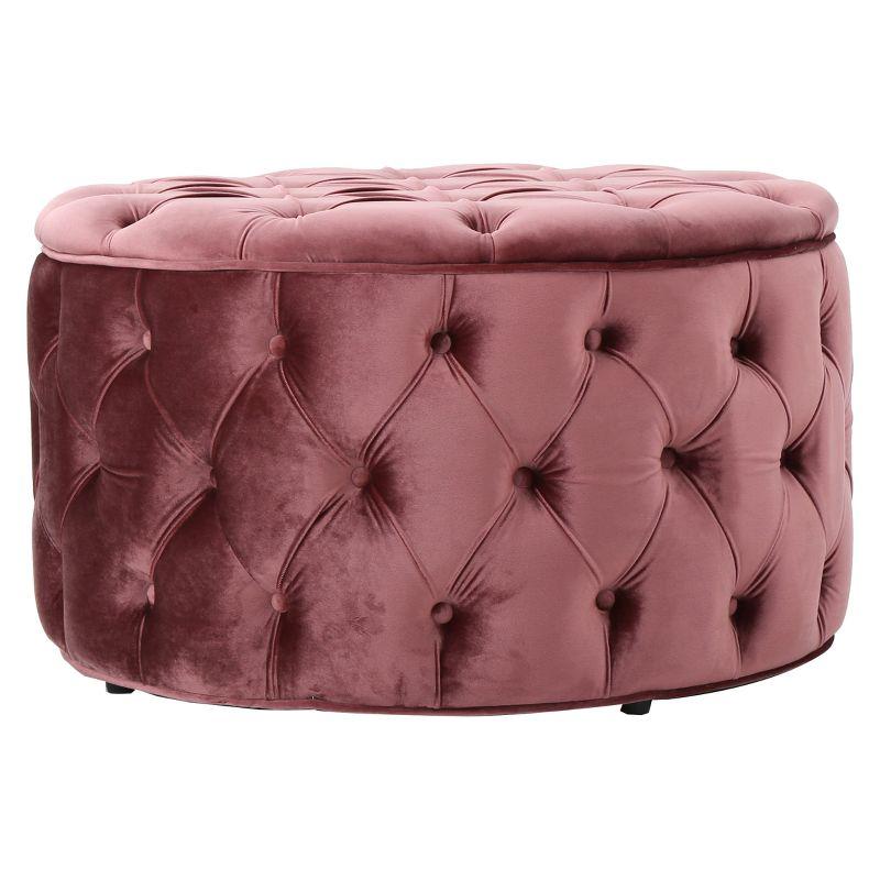 Zelfa New Velvet Ottoman - Blush - Christopher Knight Home: Soft, No Assembly, Wood & Plastic Frame
