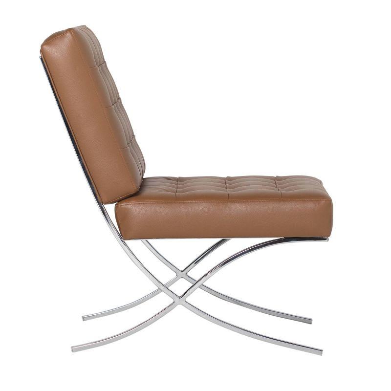 studio designs Home Atrium Bonded Leather Chair Caramel: Chrome Frame, Upholstered, Spot Clean, Adult Assembly Required