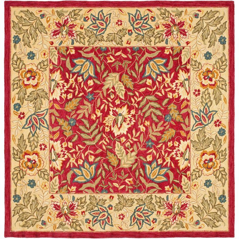 Chelsea HK140 Hand Hooked Area Rug - Red/Ivory - 8'x8' - Safavieh.