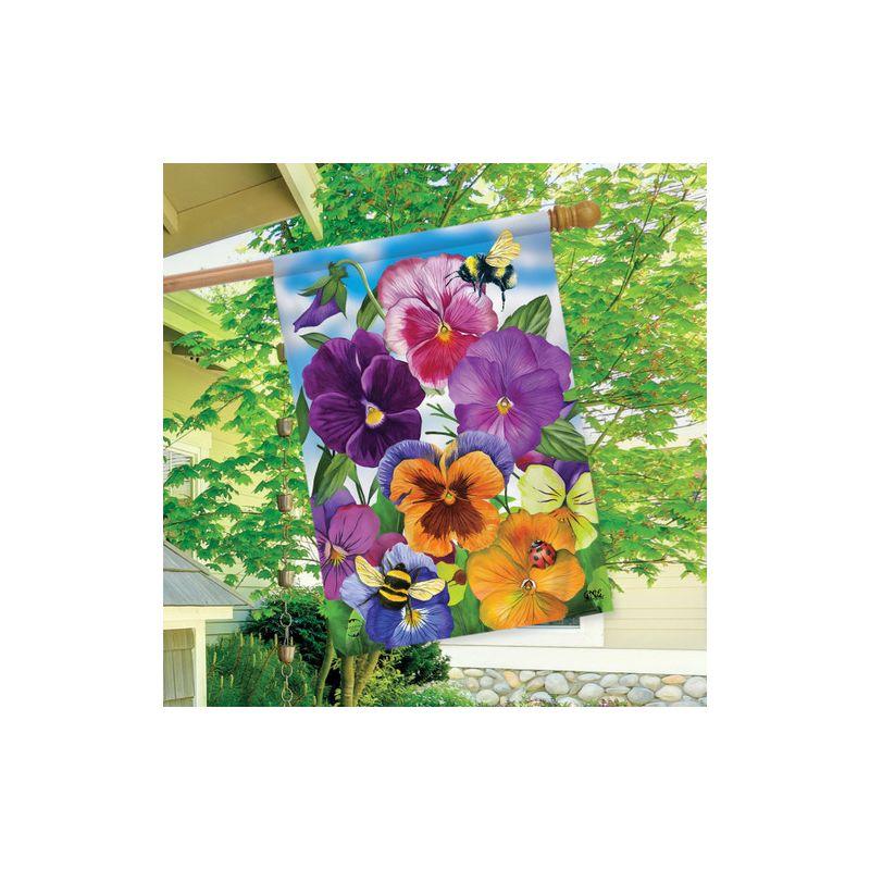 Briarwood Lane Spring House Flag 40x28 For Outdoor Pansies Seasonal For Spring House Flag