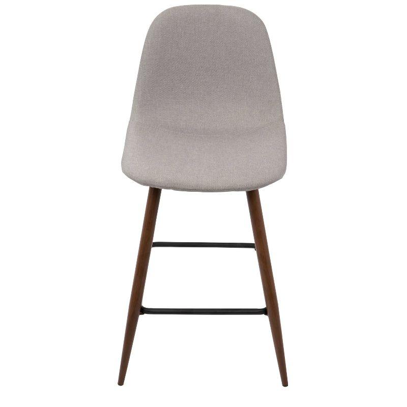 Set of 2 Pebble Mid-Century Modern Counter Height Barstools Light Gray - LumiSource: Upholstered, Metal Legs, Spot Clean