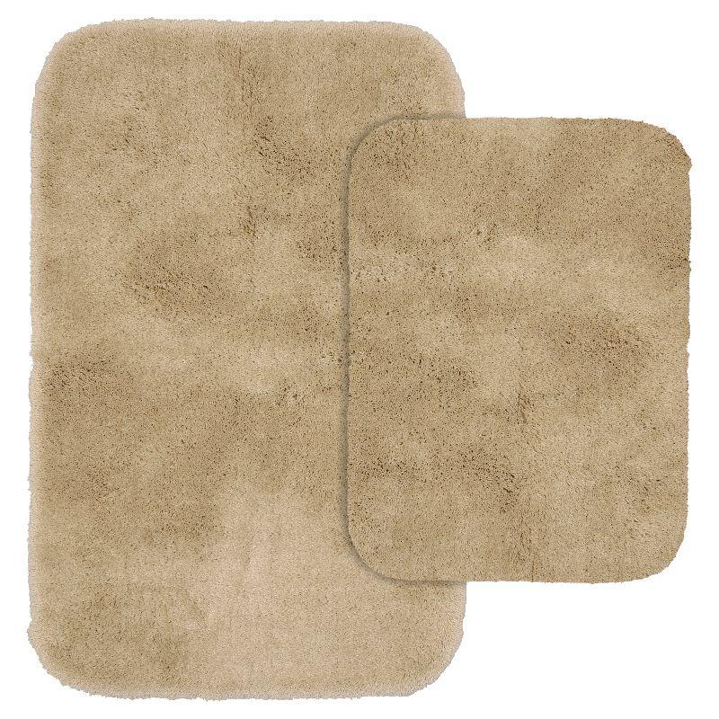 Luxury Ultra Plush Beige Nylon Bath Rug Set