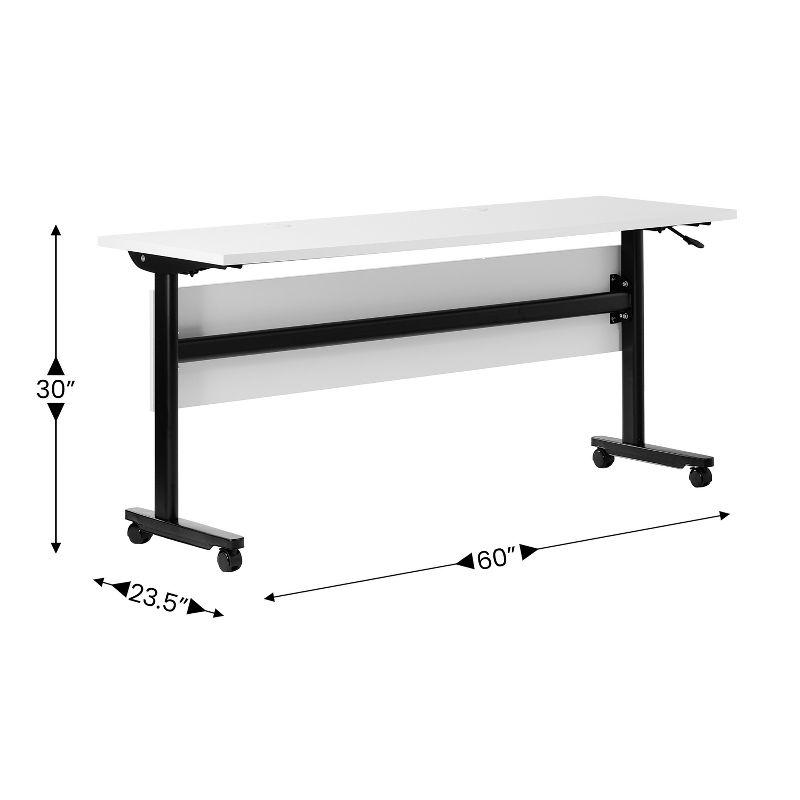 Emma and Oliver Heavy-Duty Flip Top Training Table with Nesting Design, Privacy Panel, T-Legs, Tabletop, Metal Frame