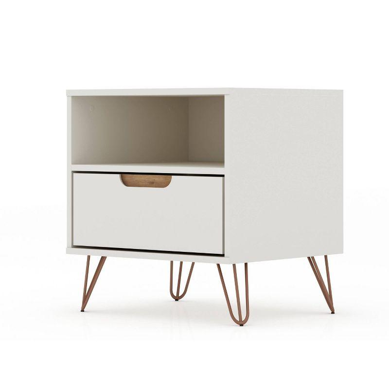 Set of 2 Rockefeller 1 Drawer Nightstands Off White/Nature - Manhattan Comfort