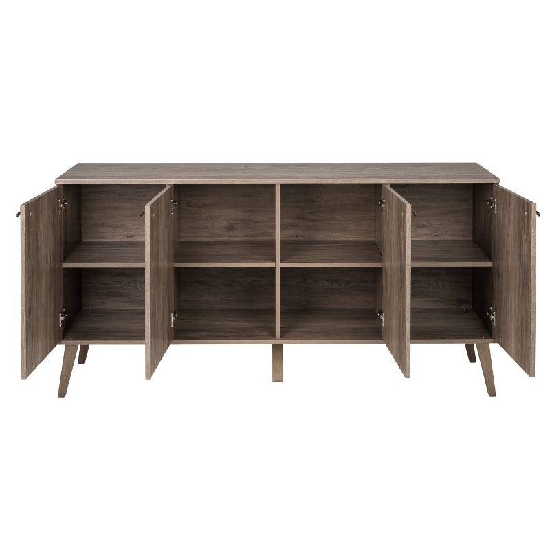 Milo Mid-Century Modern Drifted Gray 4-Door Buffet Server