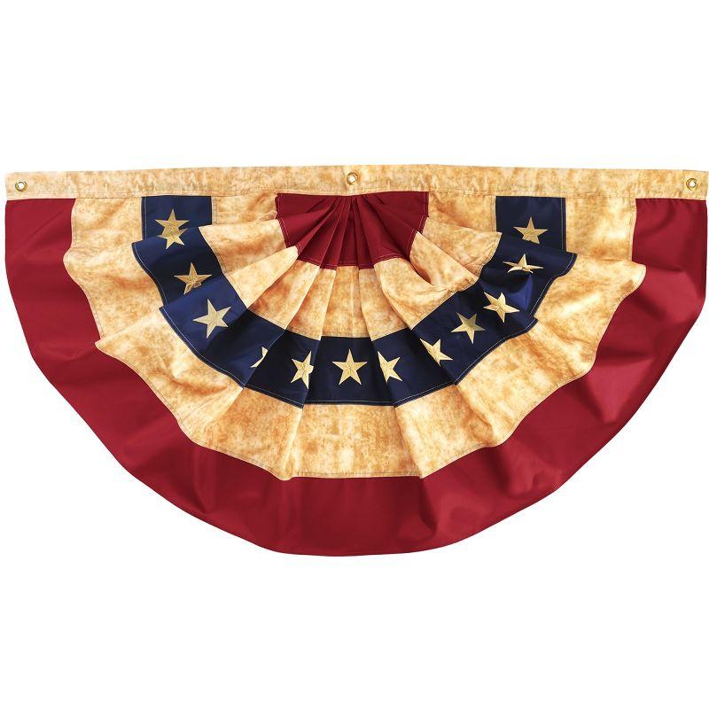 Northlight Patriotic Americana Tea-Stained Pleated Bunting Flag 48" x 24"