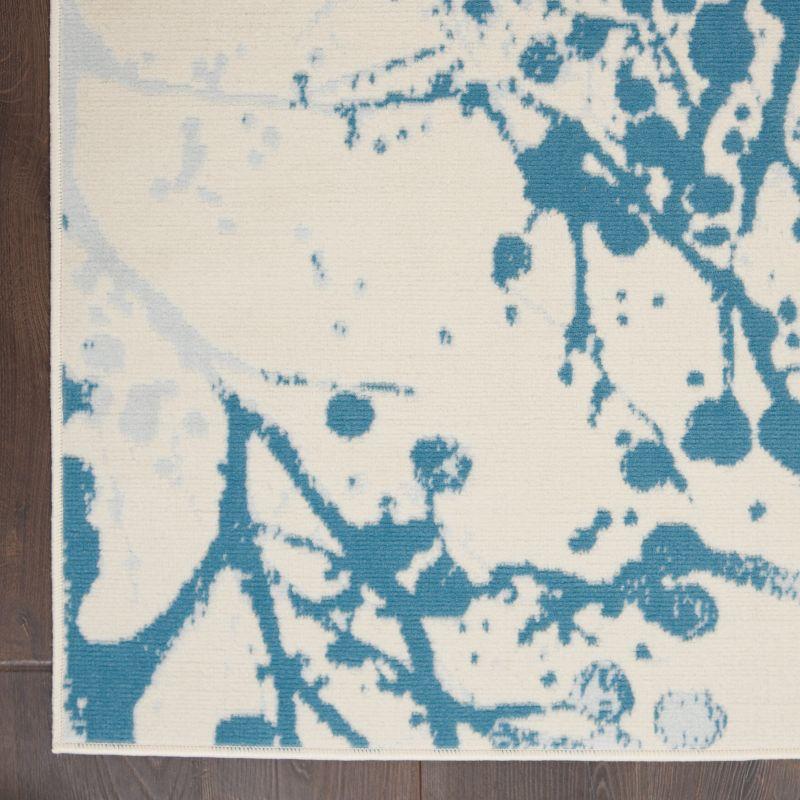 Nourison Jubilant 4' x 6' Ivory/Blue Area Rug Contemporary Artistic Abstract by Nourison