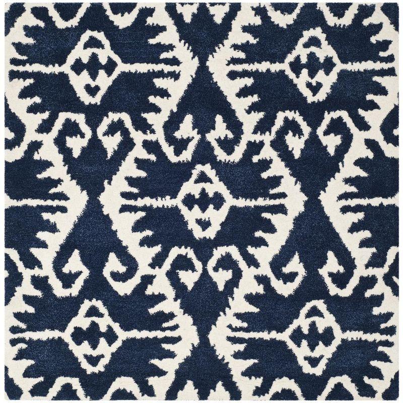 Wyndham WYD323 Hand Tufted Indoor Area Rug - Royal Blue/Ivory - 7'x7' - Safavieh