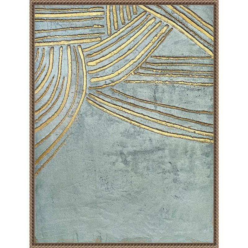 Gold and Blue Abstract Canvas Framed Wall Art