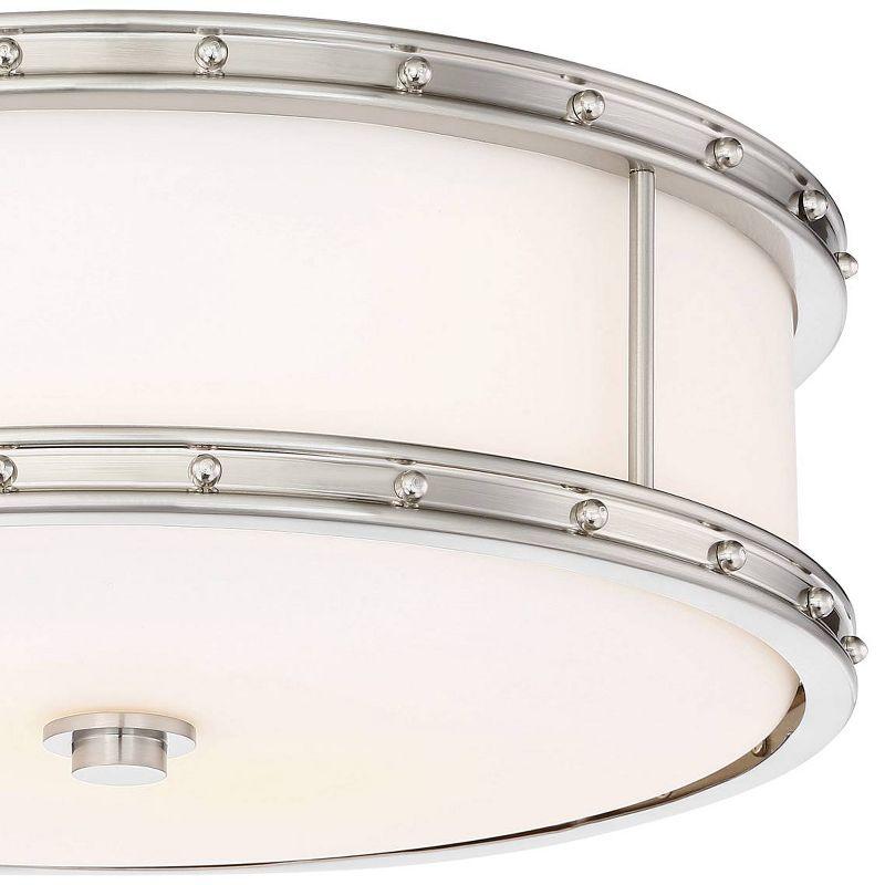 Minka Lavery Modern Ceiling Light Flush Mount Fixture 15 1/2" Brushed Nickel Dimmable LED Etched Opal Glass Shade for Bedroom Home