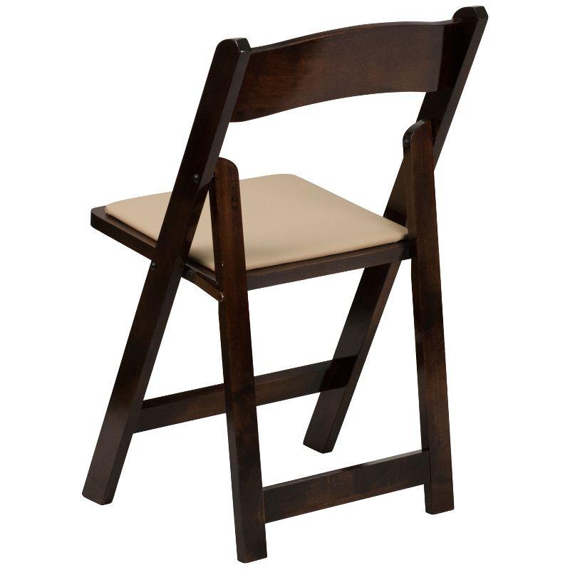 Fruitwood Armless Wood Folding Chair with Vinyl Padded Seat