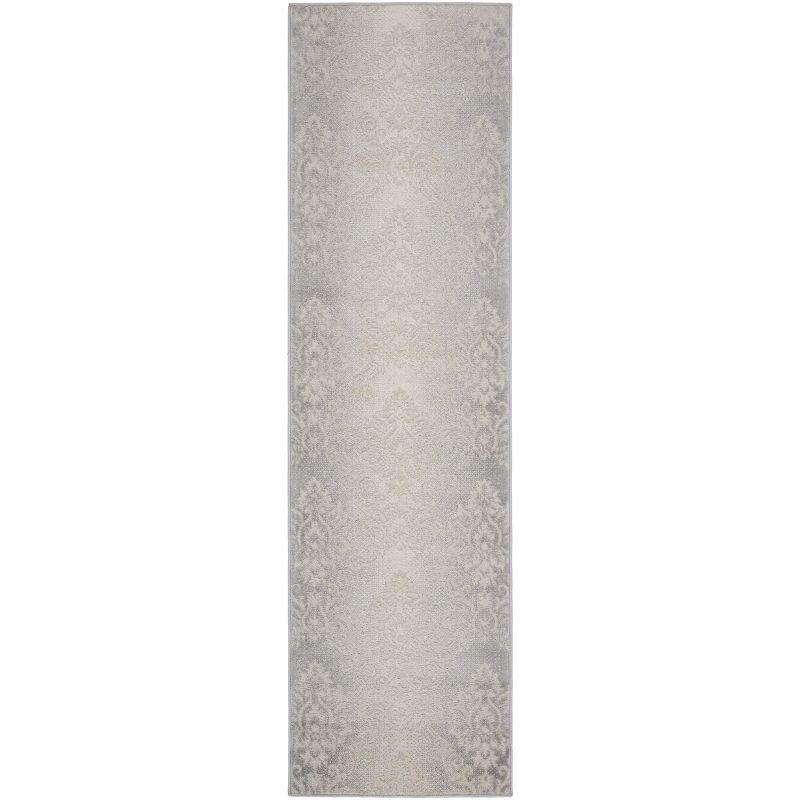 Elation Ivory Grey Handmade Floral Synthetic Area Rug